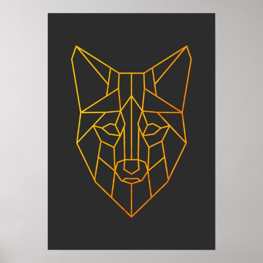 Geometrische gouden vos dier moderne wildlife kuns poster (Voorkant)
