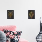 Geometrische gouden vos en wolf dieren wildlife ku muurkunst sets (Woonkamer)
