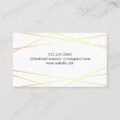 Geometrische Gouden Witte Folie Glans met Zwart Ma Visitekaartje (Achterkant)