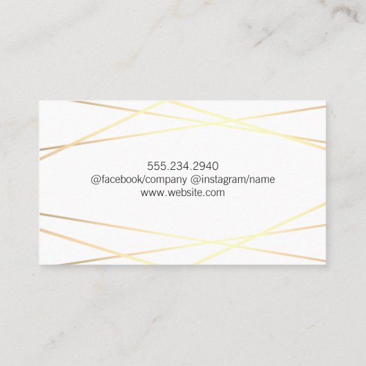 Geometrische Gouden Witte Folie Glans met Zwart Ma Visitekaartje (Achterkant)