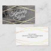 Geometrische Gouden Witte Folie Glans met Zwart Ma Visitekaartje (Voorkant / Achterkant)