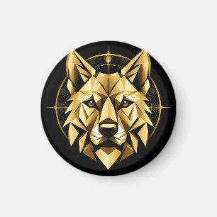Geometrische Gouden Wolf Illustratie Magneet