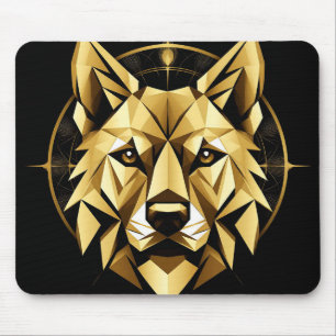 Geometrische Gouden Wolf Illustratie Muismat