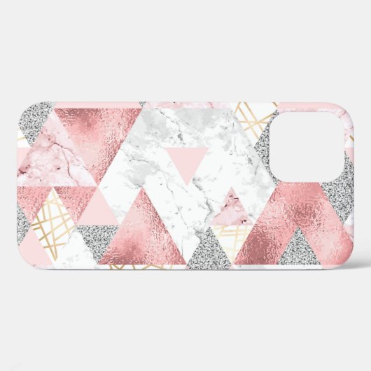 Geometrische gouden zilveren driehoeken, marmeren  Case-Mate iPhone case (Achterkant (horizontaal))