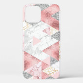 Geometrische gouden zilveren driehoeken, marmeren  Case-Mate iPhone case (Achterkant)
