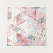 Geometrische gouden zilveren driehoeken, marmeren  wandkleed (Voorkant (horizontaal))