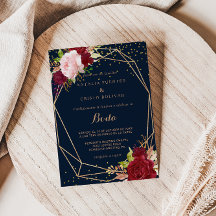 Geometrische goudglitter en Rode Tropische bruilof