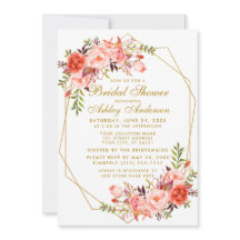 Geometrische goudkoraal Floral Vrijgezellenfeest