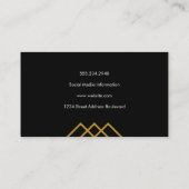 Geometrische goudlijnen met zwarte en goudrand visitekaartje (Achterkant)