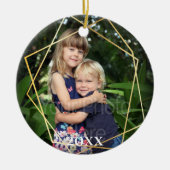 Geometrische goudlijnen Moderne marmervakantie Keramisch Ornament (Voorkant)