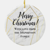 Geometrische goudlijnen Moderne marmervakantie Keramisch Ornament (Achterkant)