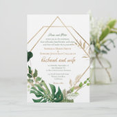 Geometrische goudLijst Tropische Groene Palmblader Kaart (Staand voorkant)