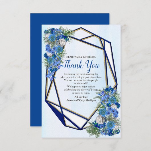 Geometrische goudmarine & blauwe ventilator Hartel RSVP Kaartje (Voorkant / Achterkant)