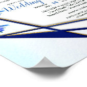 Geometrische goudmarine en blauwe bloem bruiloft poster (Hoek)