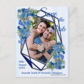 Geometrische goudmarineschepen en blauwe lijsten aankondigingskaart (Voorkant)