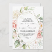 Geometrische goudolievloeistof (Floral Diamond Wed Kaart (Voorkant)