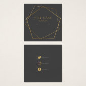 Geometrische goudoorhouder en sociale pictogrammen vierkante visitekaartjes (Voorkant /achterkant)