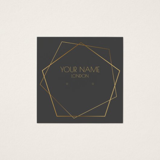 Geometrische goudoorhouder en sociale pictogrammen vierkante visitekaartjes (Voorkant)