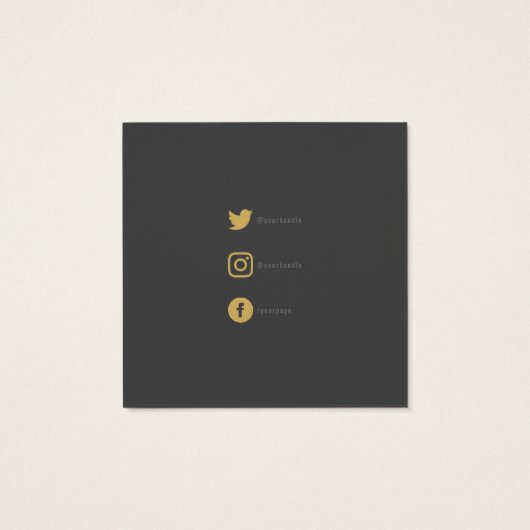 Geometrische goudoorhouder en sociale pictogrammen vierkante visitekaartjes (Achterkant)