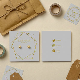 Geometrische goudoorhouder met sociale pictogramme vierkante visitekaartjes