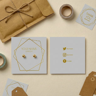 Geometrische goudoorhouder met sociale pictogramme vierkante visitekaartjes