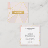 Geometrische goudpasta roze vierkant Visitekaartje (Voorkant / Achterkant)