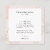 Geometrische goudpasta roze vierkant Visitekaartje (Achterkant)