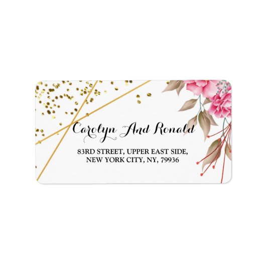 Geometrische goudroze Lijst Etiket (Voorkant)