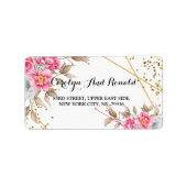 Geometrische goudroze Lijst Etiket (Voorkant)