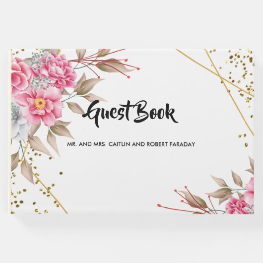 Geometrische goudroze Lijst Gastenboek (Voorkant)