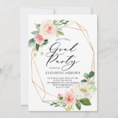 Geometrische goudroze Lijst Pink Floral Gradual Pa Kaart (Voorkant)