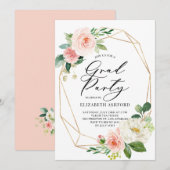 Geometrische goudroze Lijst Pink Floral Gradual Pa Kaart (Voorkant / Achterkant)