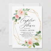 Geometrische goudroze Lijst Pink Florals Couples S Kaart (Voorkant)