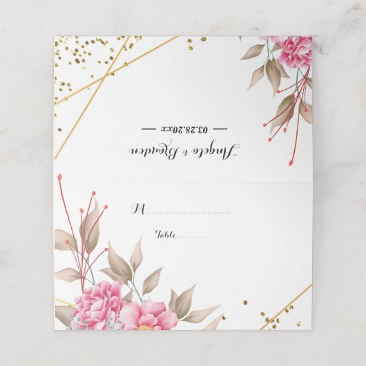 Geometrische goudroze Lijst Plaatskaartje (Buitenkant ongevouwen)