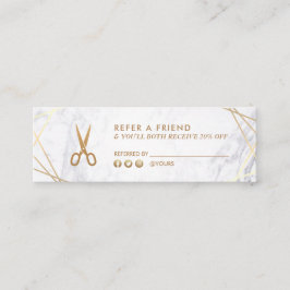 Geometrische goudschaar Marble Hair Stylist Refer Mini Visitekaartje