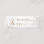 Geometrische goudschaar Marble Hair Stylist Refer Mini Visitekaartje (Voorkant)