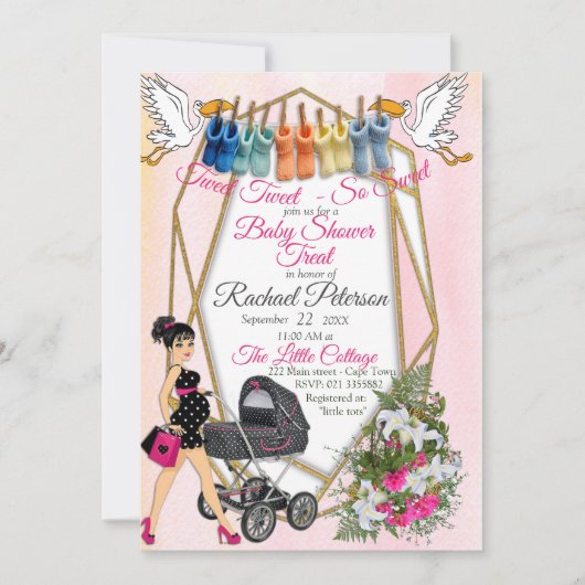 Geometrische gouduitvinding bij Baby shower Bedankkaart (Voorkant)