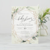 Geometrische gouduitvinding bij Baby shower Kaart (Staand voorkant)