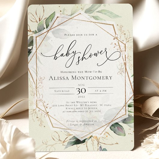 Geometrische gouduitvinding bij Baby shower Kaart