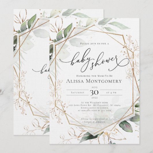 Geometrische gouduitvinding bij Baby shower Kaart (Voorkant / Achterkant)