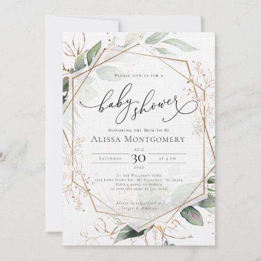 Geometrische gouduitvinding bij Baby shower Kaart (Voorkant)