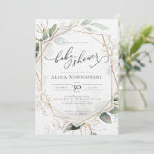 Geometrische gouduitvinding bij Baby shower Kaart (Staand voorkant)