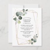 Geometrische goudVrijgezellenfeest Eucalyptus Smal Kaart (Voorkant)