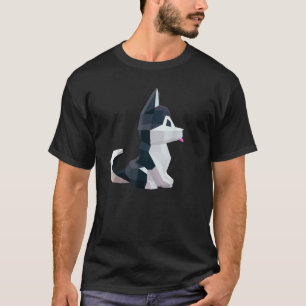 Geometrische grafische dieren Siberian Husky Puppy T-shirt