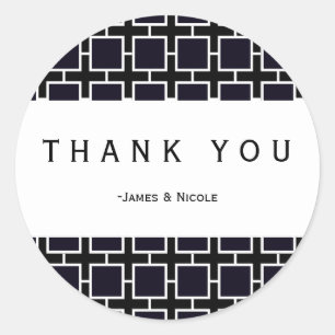 Geometrische grafische kaart voor zwart-wit vierka ronde sticker