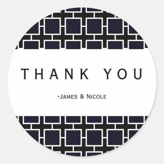 Geometrische grafische kaart voor zwart-wit vierka ronde sticker (Voorkant)