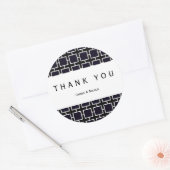 Geometrische grafische kaart voor zwart-wit vierka ronde sticker (Envelop)