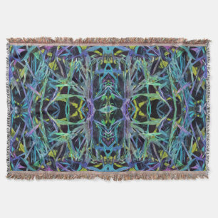 Geometrische graslandpatroon in blauw deken