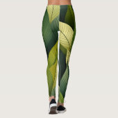 Geometrische Green Leaf All-Over-Print Leggings (Achterkant)