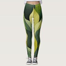Geometrische Green Leaf All-Over-Print Leggings
